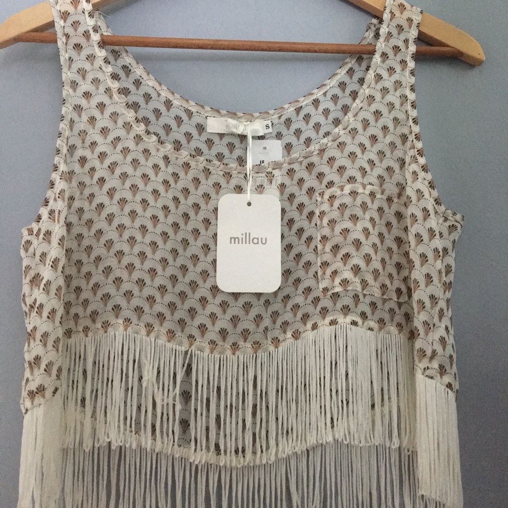 LF | Millau Patterned Crop Top with Fringe